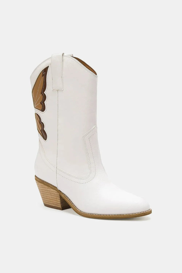 Beast Fashion Butterfly Cut Detail Point Toe Boots - cas7m