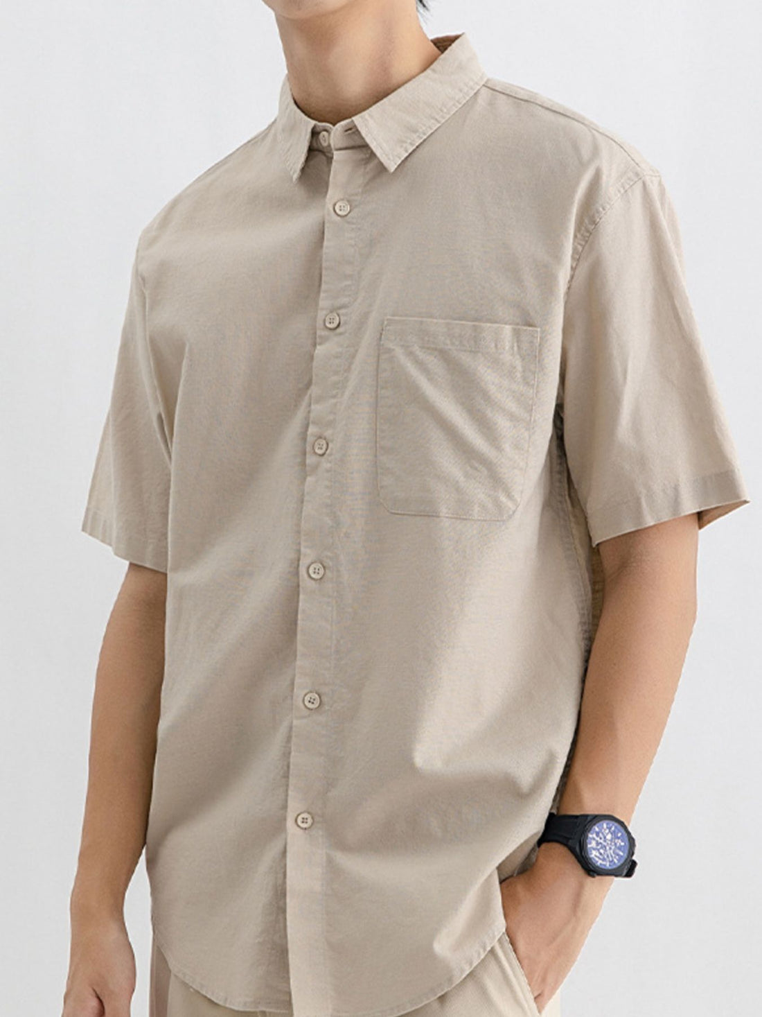 Men's Plus Size Button Up Short Sleeve Shirt - cas7m