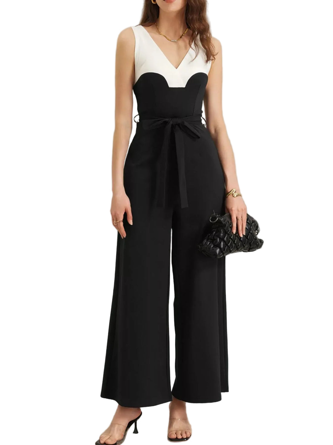 Color Block Wide Leg Jumpsuit - cas7m