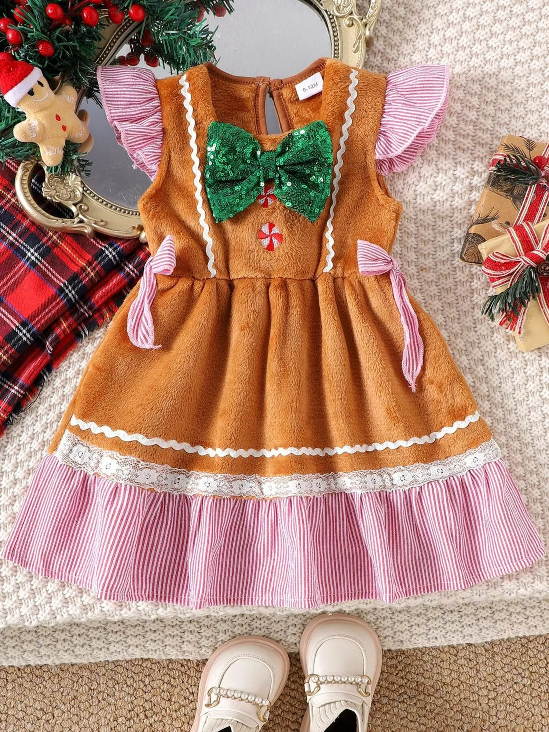 Children's Christmas Lace Detail Dress - cas7m