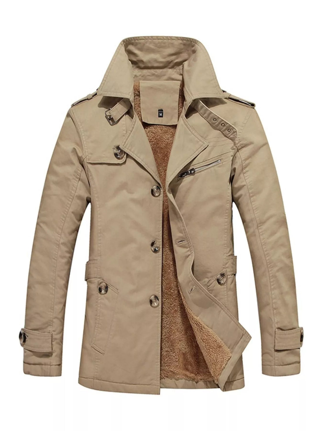 Men's Plus Size Button Up Long Sleeve Coat - cas7m