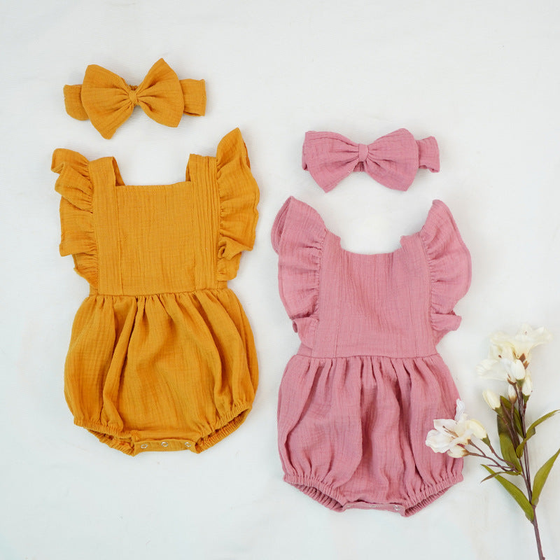 Ruffled short-sleeved girl romper wrinkle bag fart clothing - cas7m