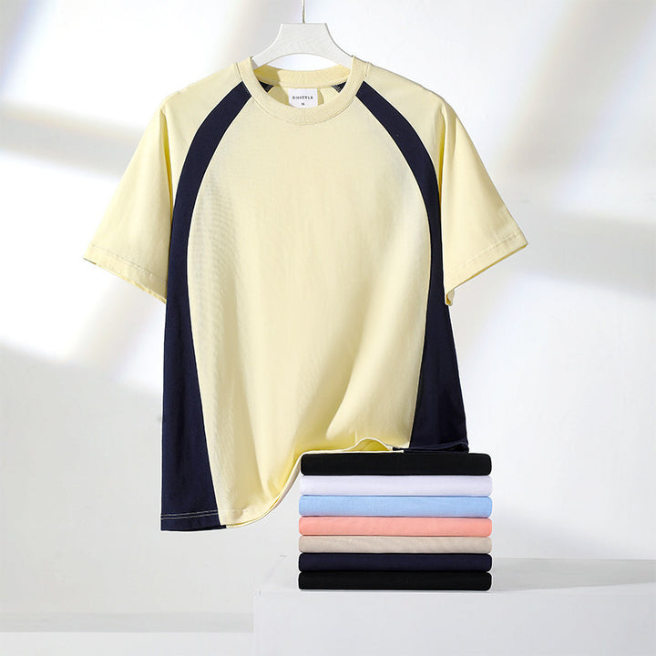 Combed Cotton Double Yarn Drop Shoulder Short Sleeve Matching Couple T-shirt - cas7m