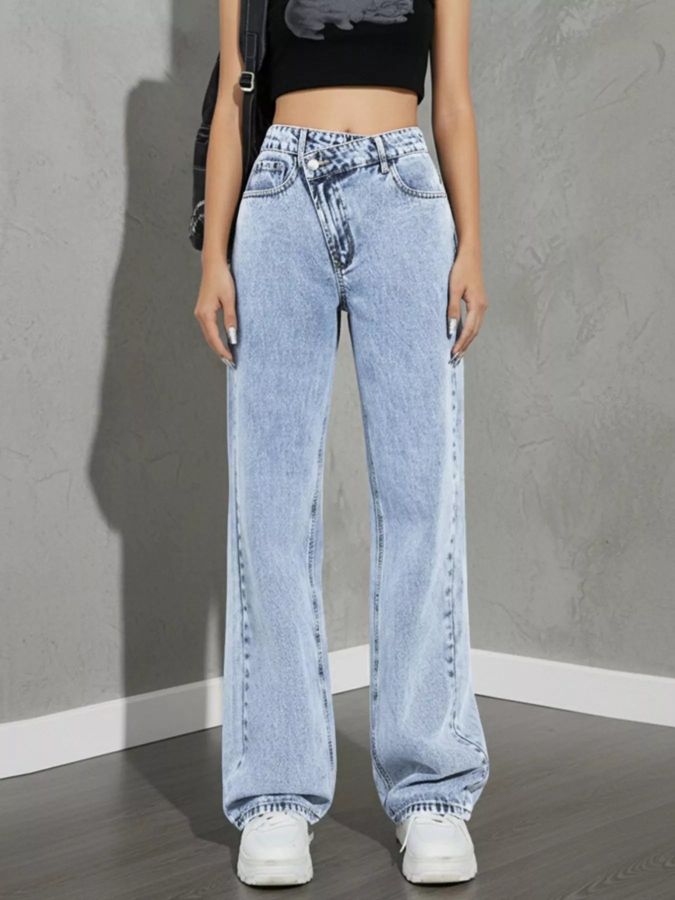 High Waist Wide Leg Jeans - cas7m