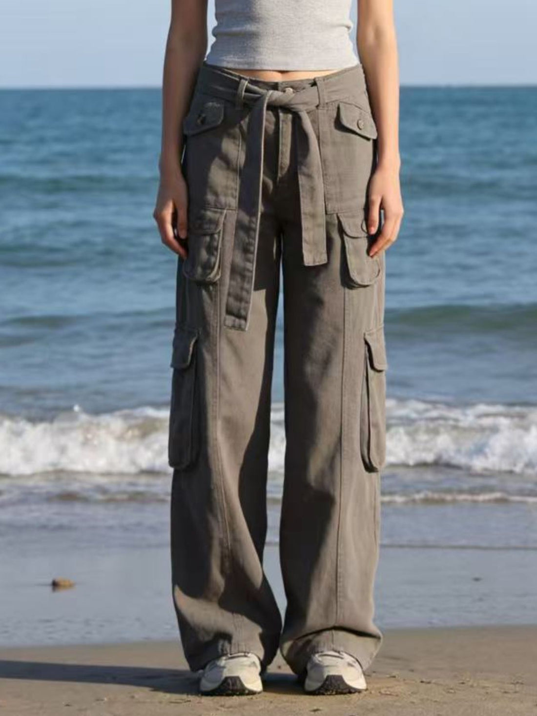 Wide Leg Cargo Jeans - cas7m