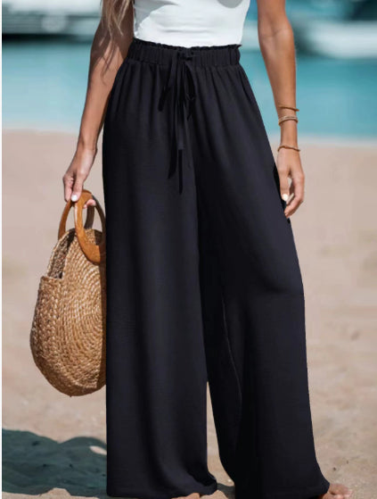 Women's Drawstring Loose Casual Wide-leg Trousers - cas7m