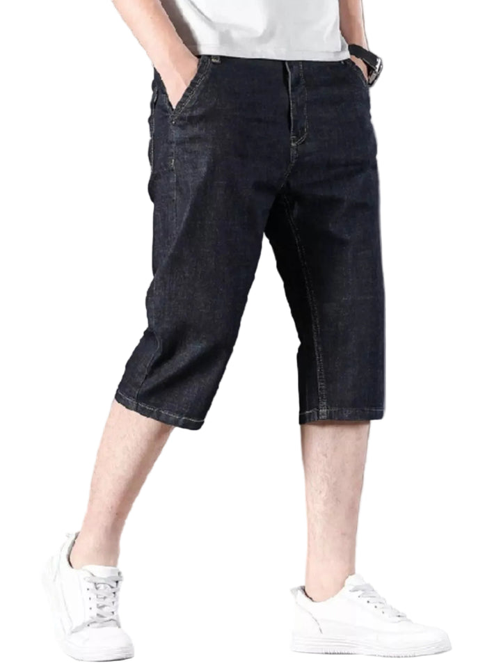 Men's Wash Denim Shorts with Relaxed Fit - cas7m