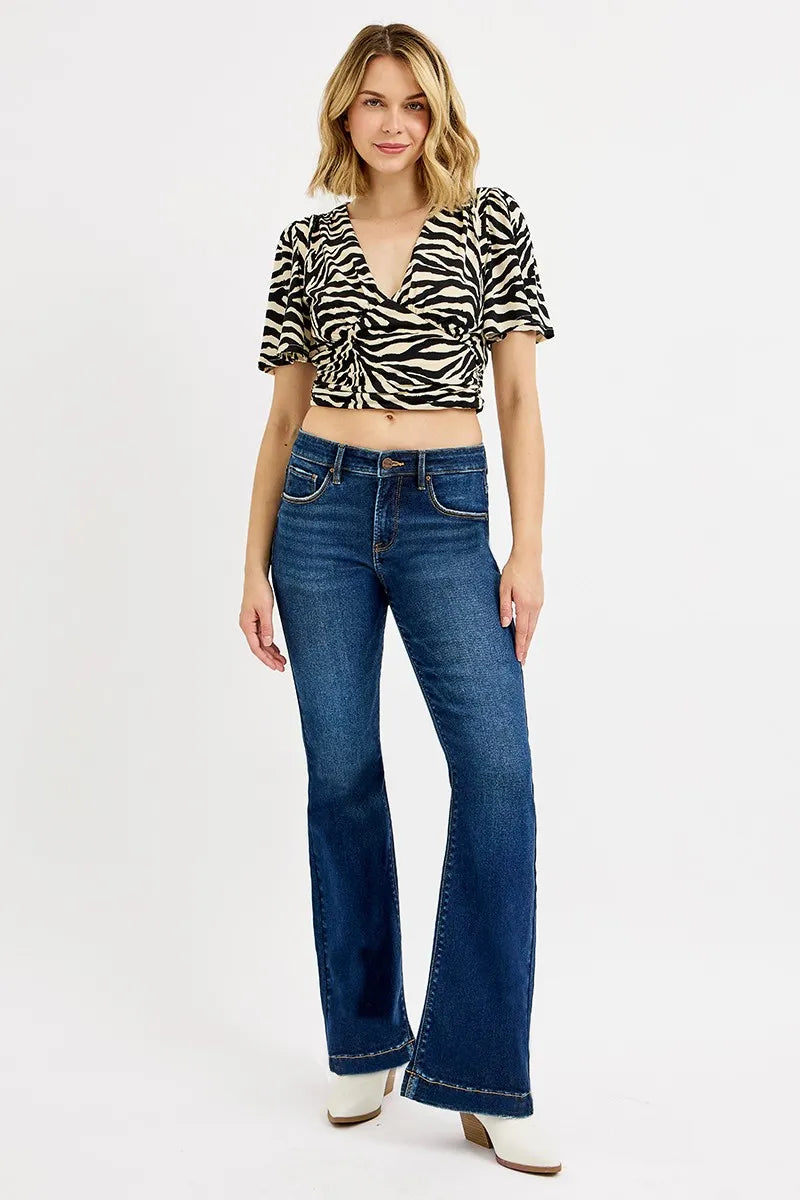 RISEN Full SIze Tummy Control Mid Rise Flare Jeans Plus SIze - cas7m