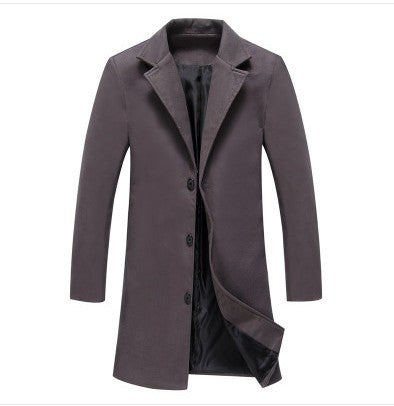 Autumn And Winter New Mens Solid Color Casual Business Woolen Coats - cas7m