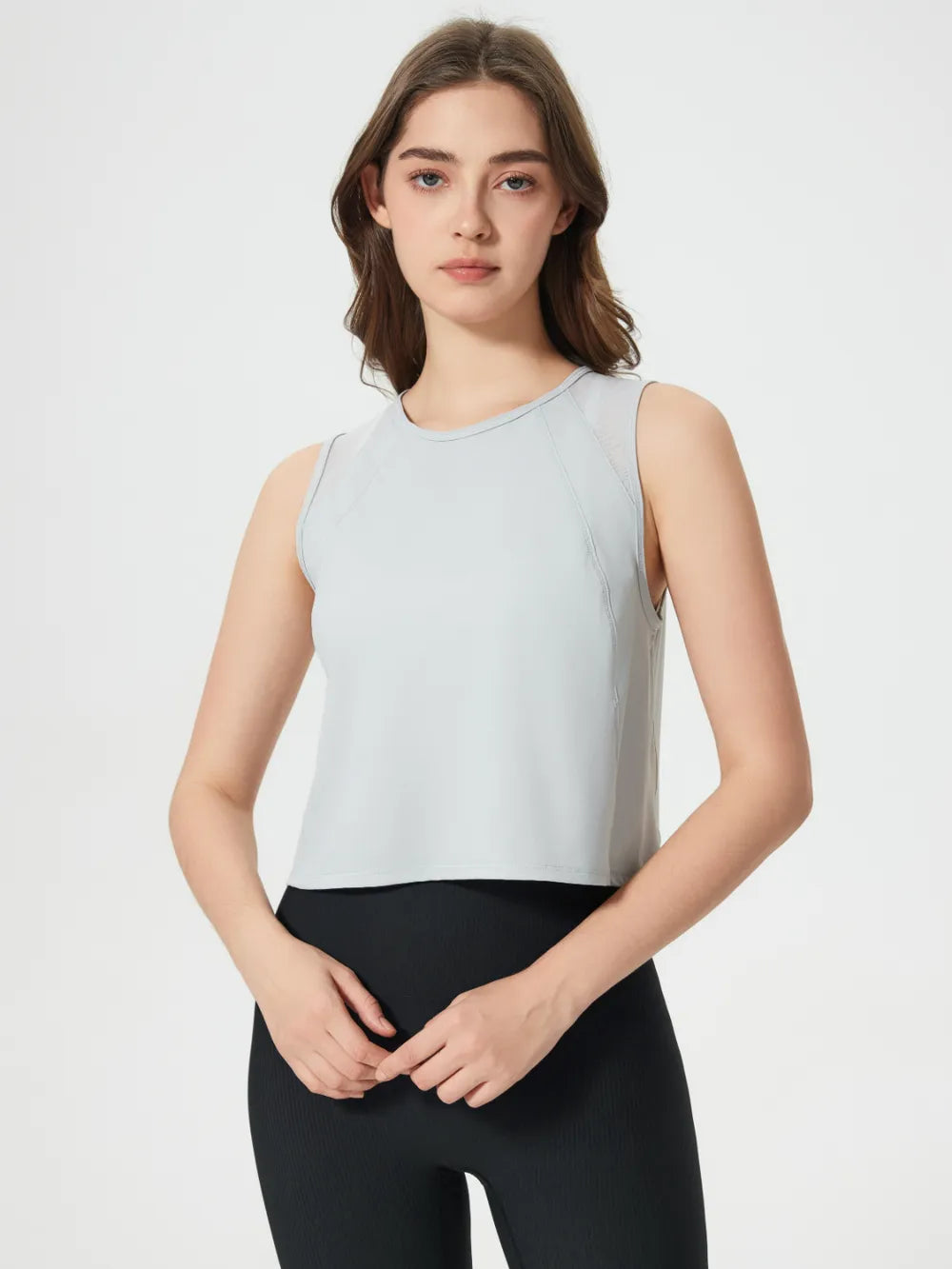 Millennia Round Neck Cropped Active Tank - cas7m