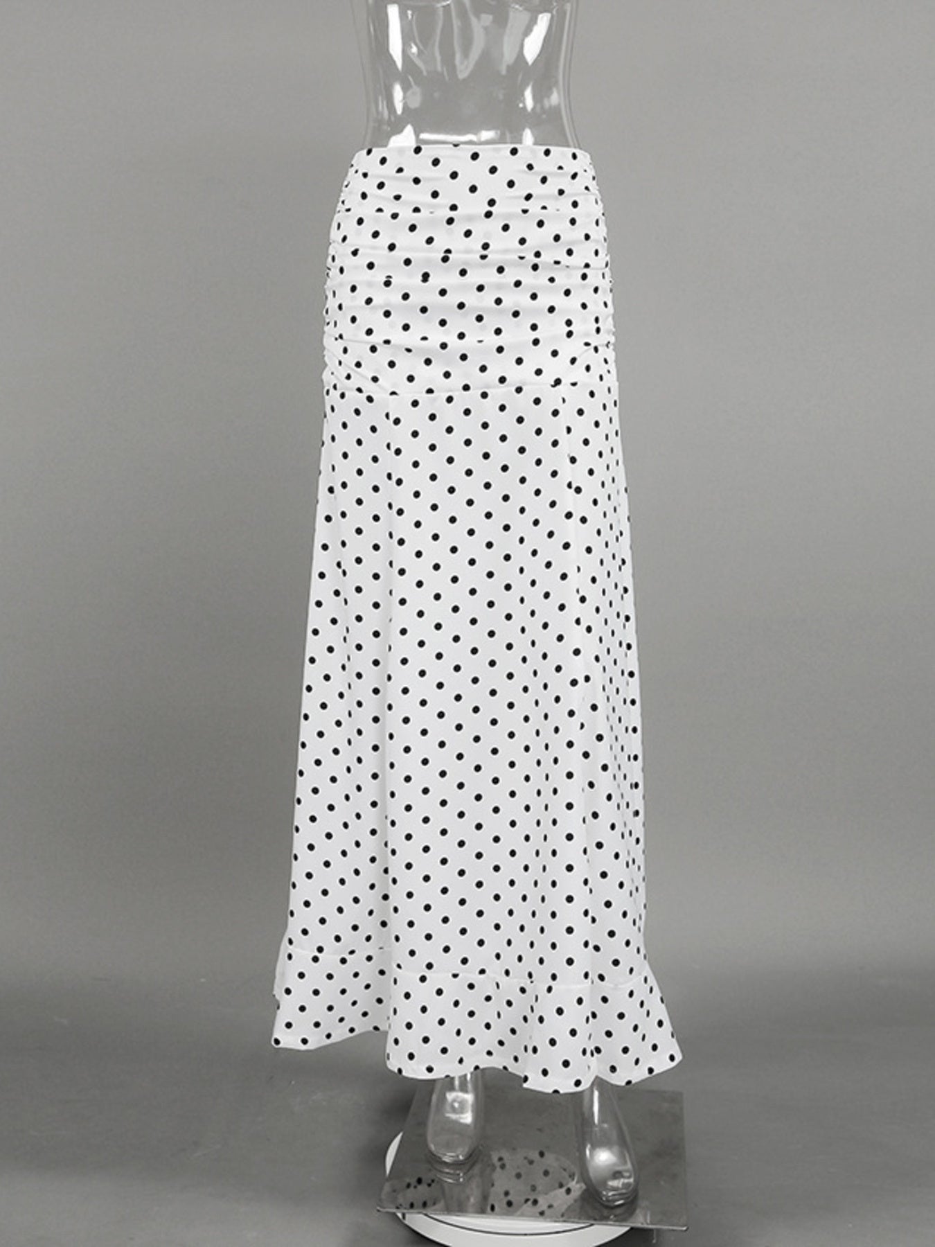 Polka Dot Ruffle Hem Maxi Skirt - cas7m