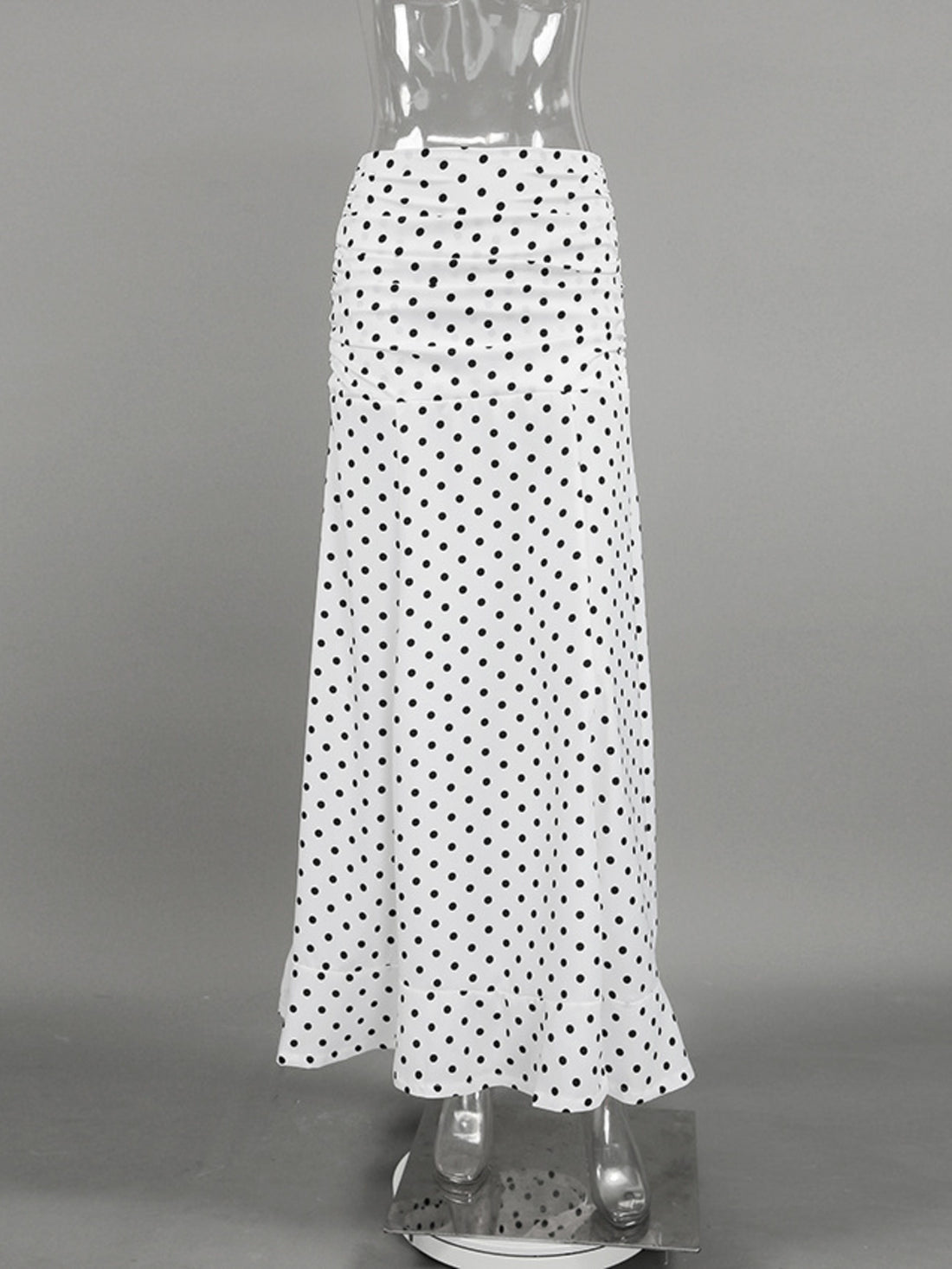 Polka Dot Ruffle Hem Maxi Skirt - cas7m