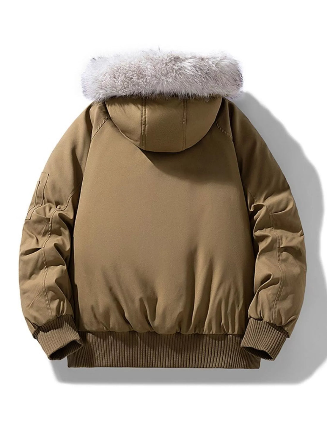 Men's Plus Size Faux Fur Hooded Padded Bomber Jacket - cas7m