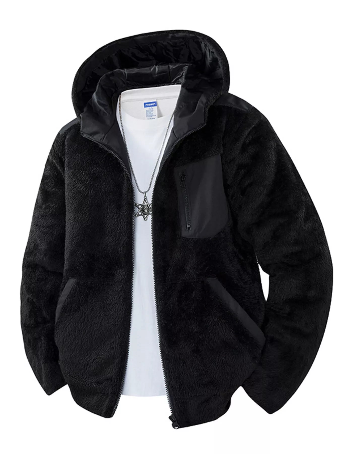 Men's Zip Up Fleece Hooded Jacket - cas7m