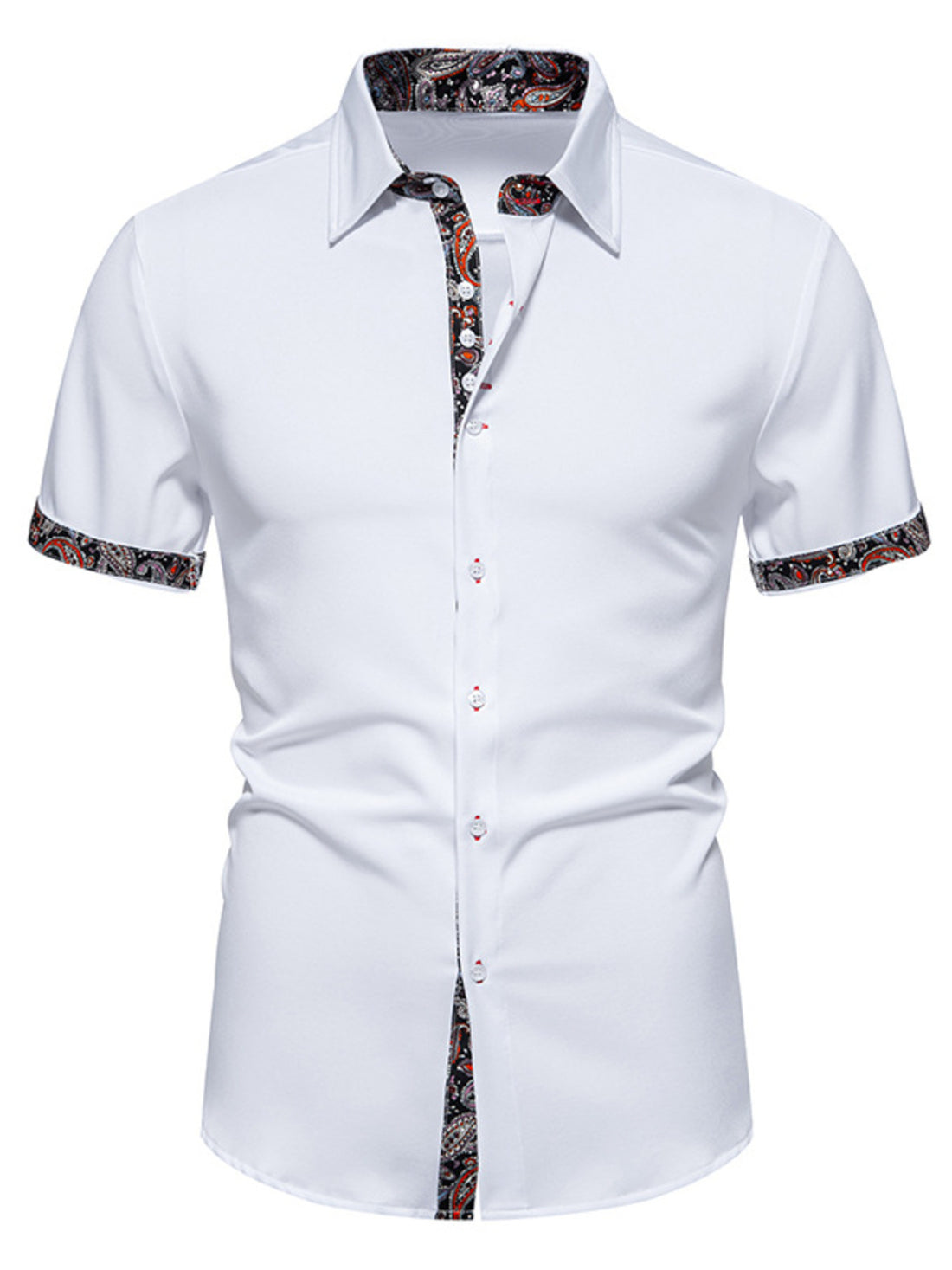 Men's Paisley Trim Short Sleeve Shirt - cas7m