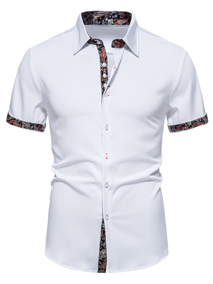 Men's Paisley Trim Short Sleeve Shirt - cas7m