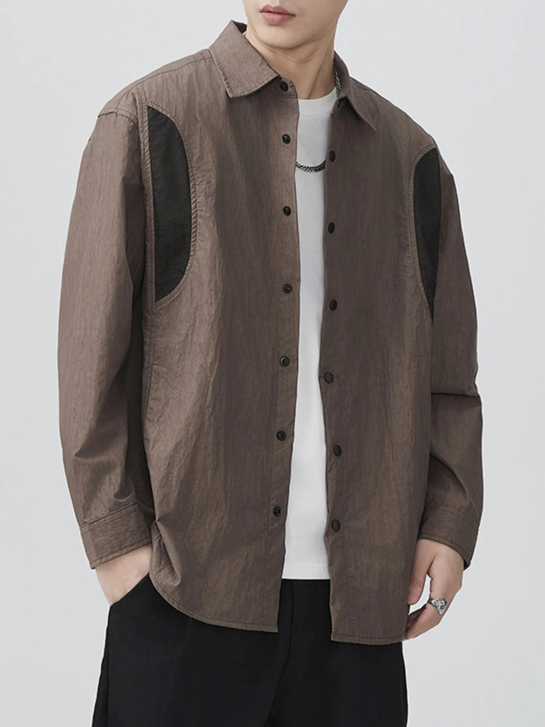 Men's Plus Size Button Up Long Sleeve Shirt - cas7m