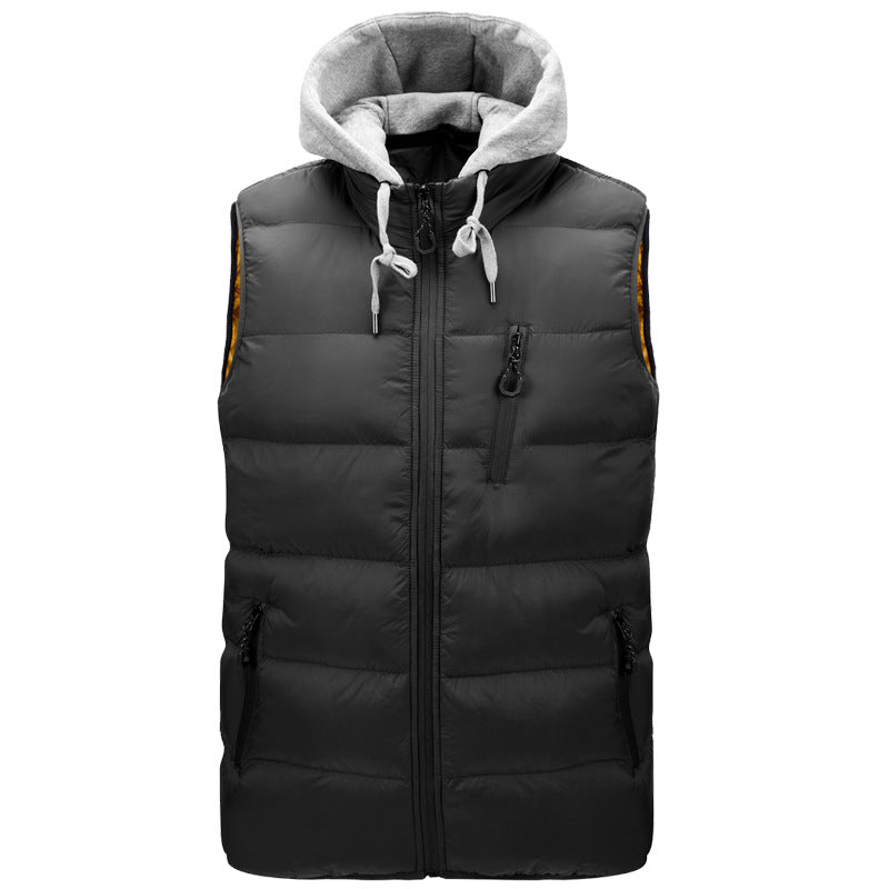 Amazon New Men's Hooded Vest Autumn Cotton Vest - cas7m