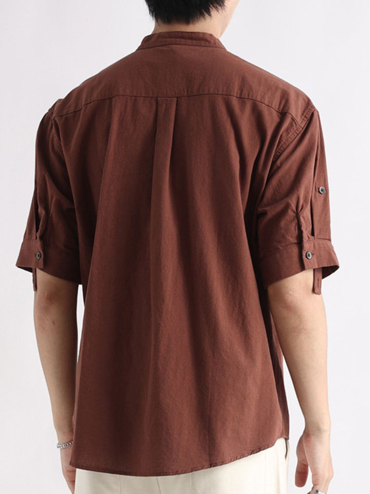 Men's Plus Size Button Detail Short Sleeve Blouse - cas7m