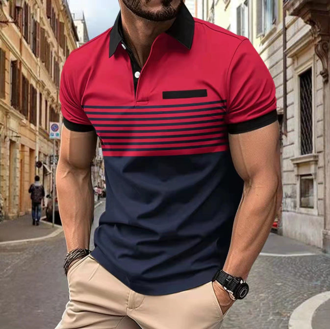 Casual Striped Shirt With Chest Pocket Men Clothing - cas7m