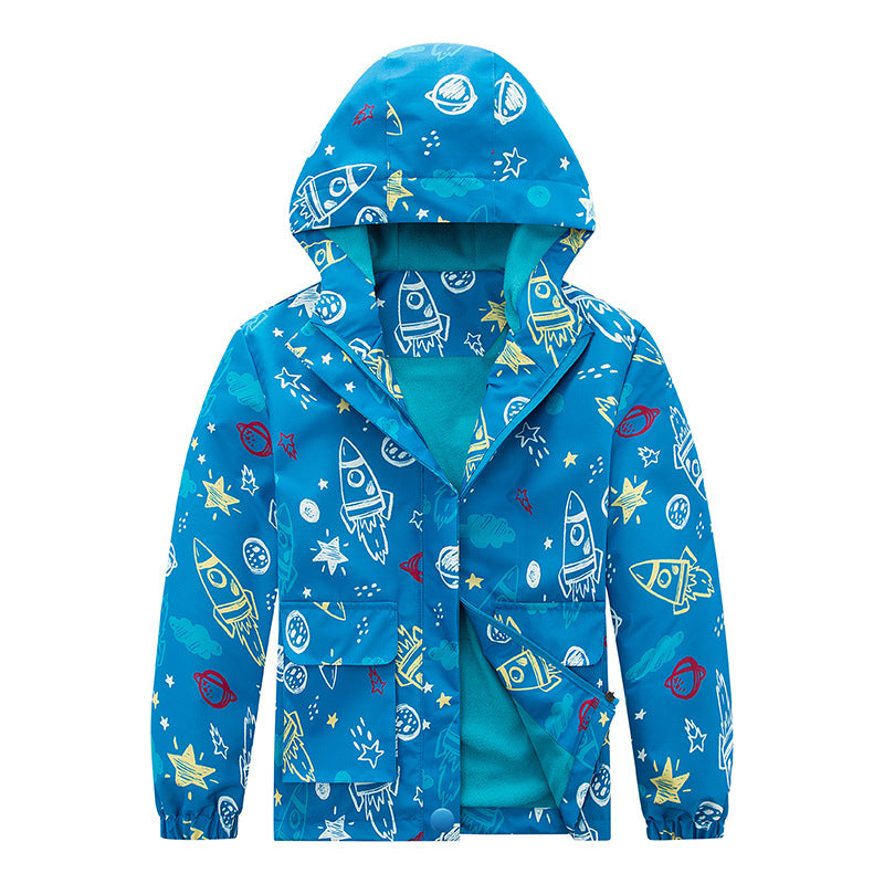 Kids' Coat Windproof Waterproof Jacket Fleece-lined Camouflage Clothing - cas7m