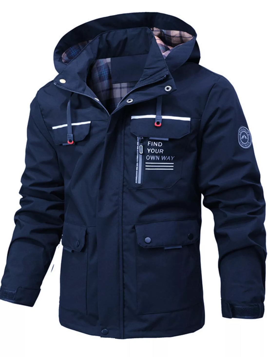 Men's Plus Size Hooded Outdoor Windproof Coat - cas7m
