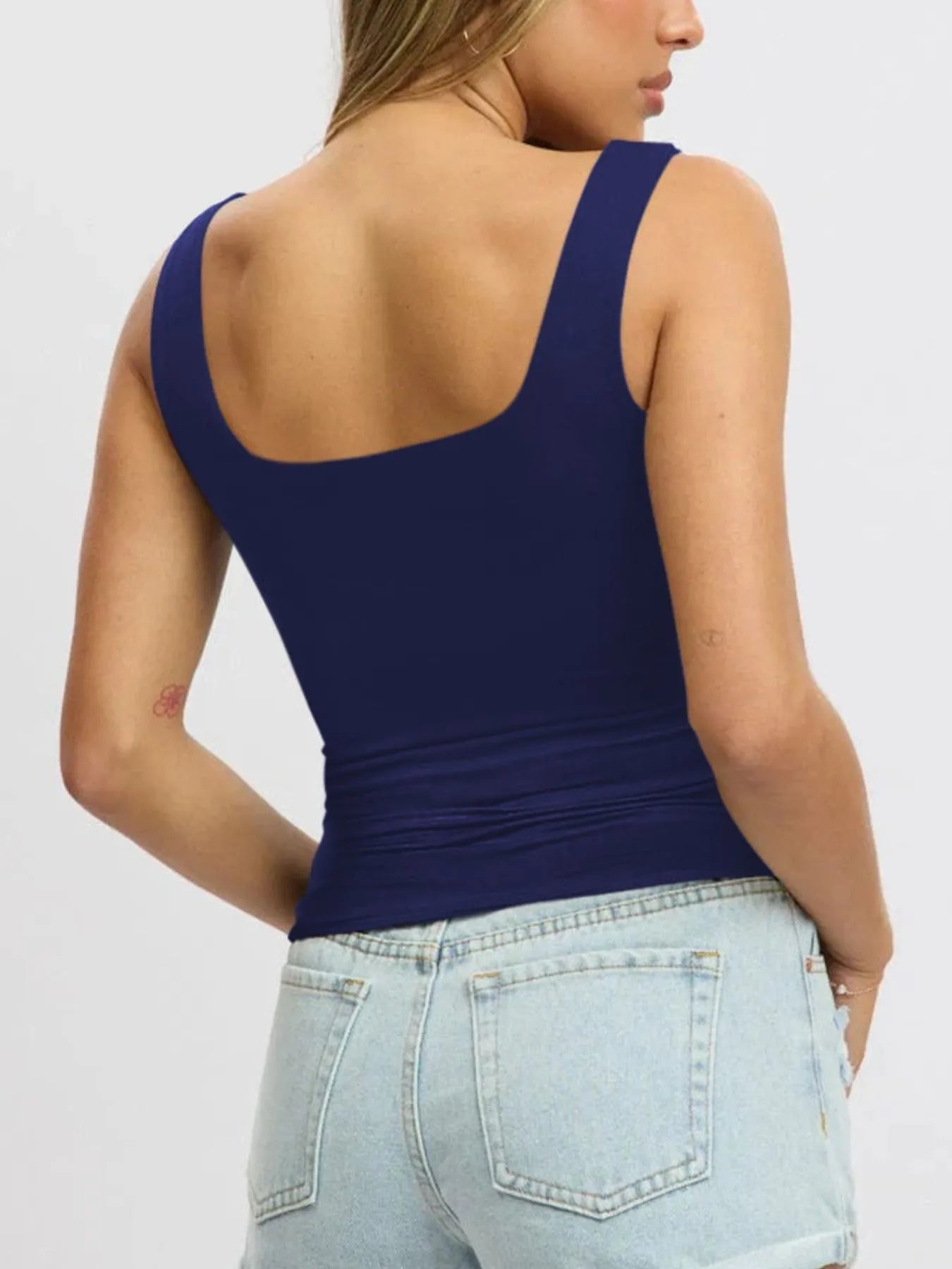 Square Neck Wide Strap Tank - cas7m