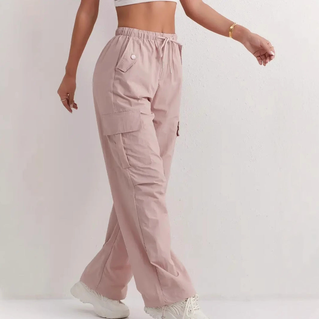 High Waist Drooping Quick-drying Leisure Wide Leg Track Pants - cas7m