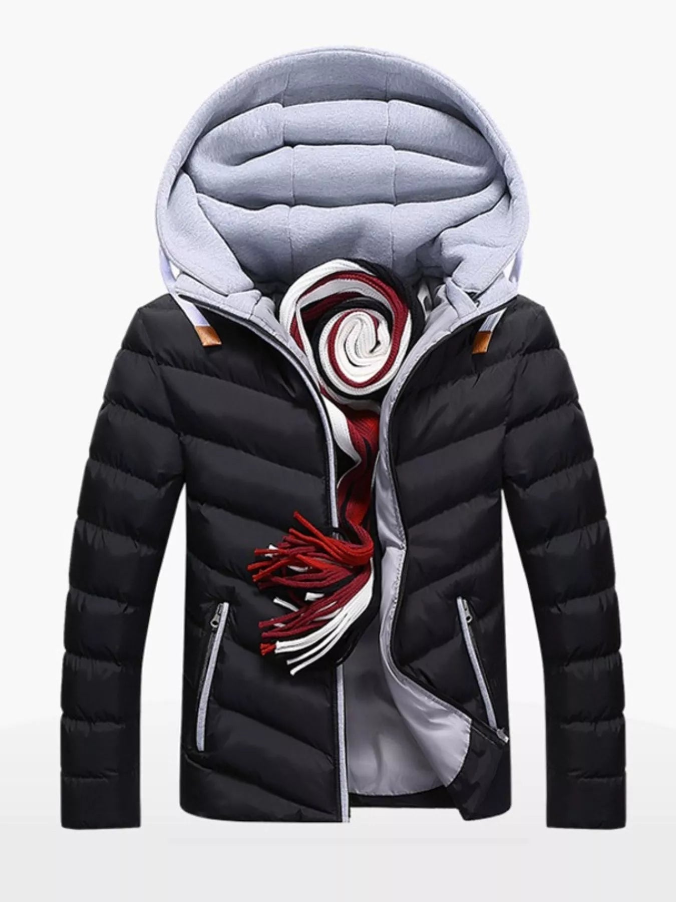Men's Plus Size Zip Up Hooded Padded Puffer Jacket - cas7m