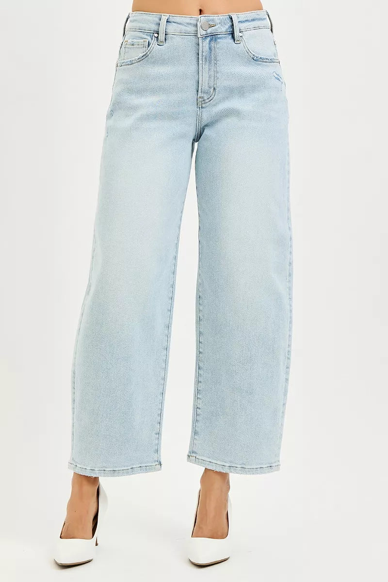 RISEN High Rise Crop Barrel Jeans - cas7m