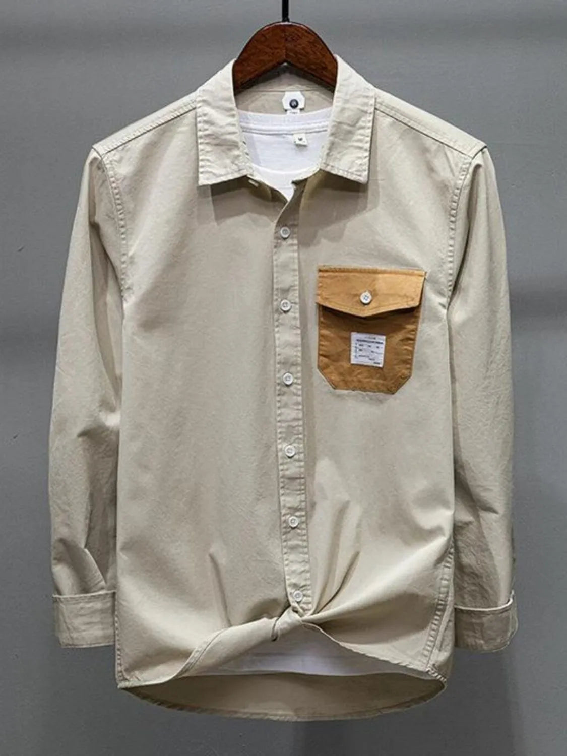 Men's Plus Size Button Up Long Sleeve Shirt - cas7m