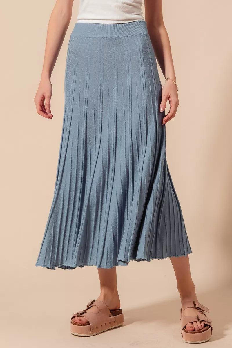 SO ME  A Line Knitted Sweater Midi Length Skirt - cas7m