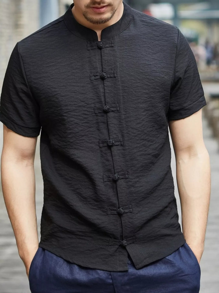 Men's Full Size Chinese Style Short Sleeve Shirt Plus Size - cas7m