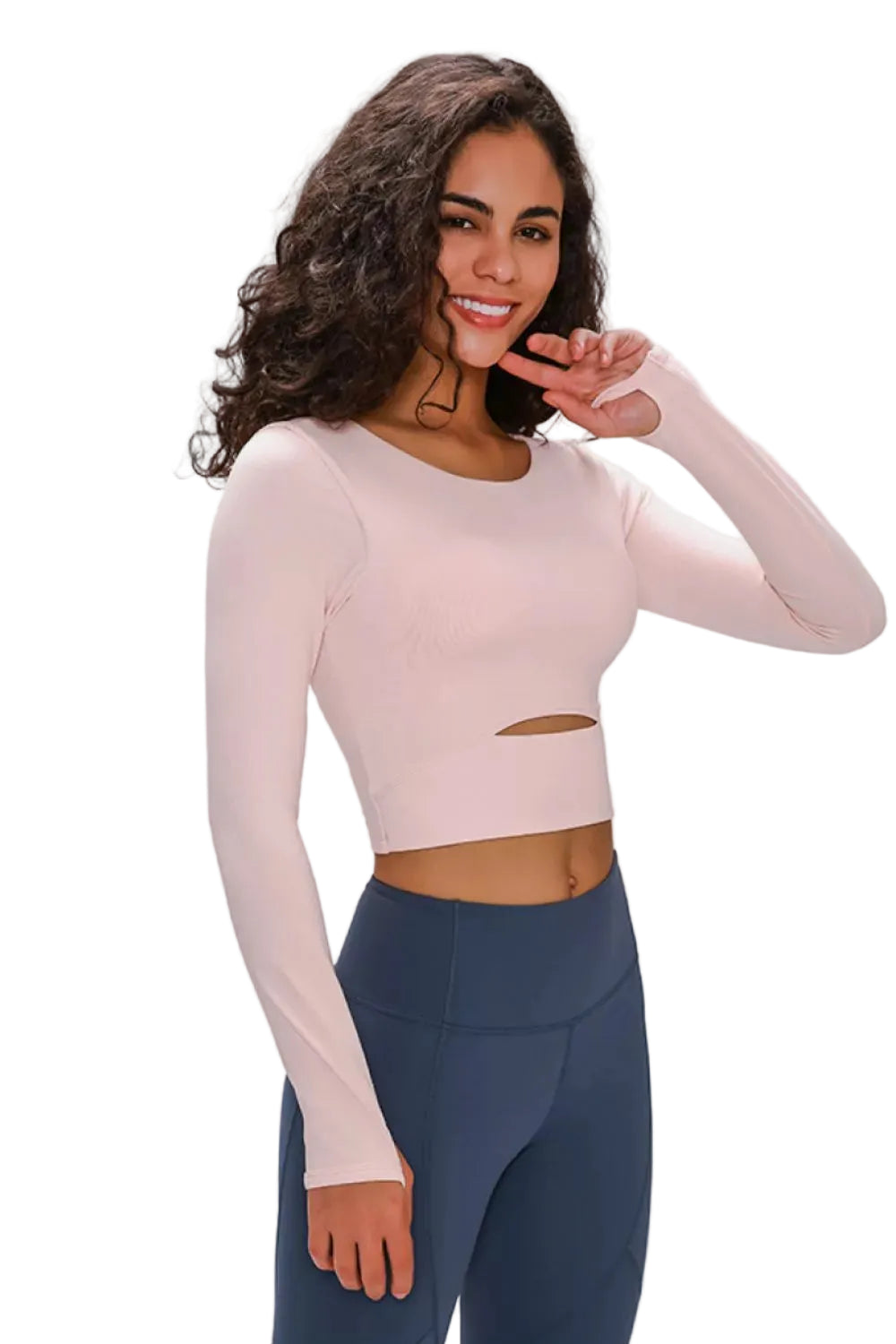 Millennia Long Sleeve Cropped Top With Sports Strap - cas7m