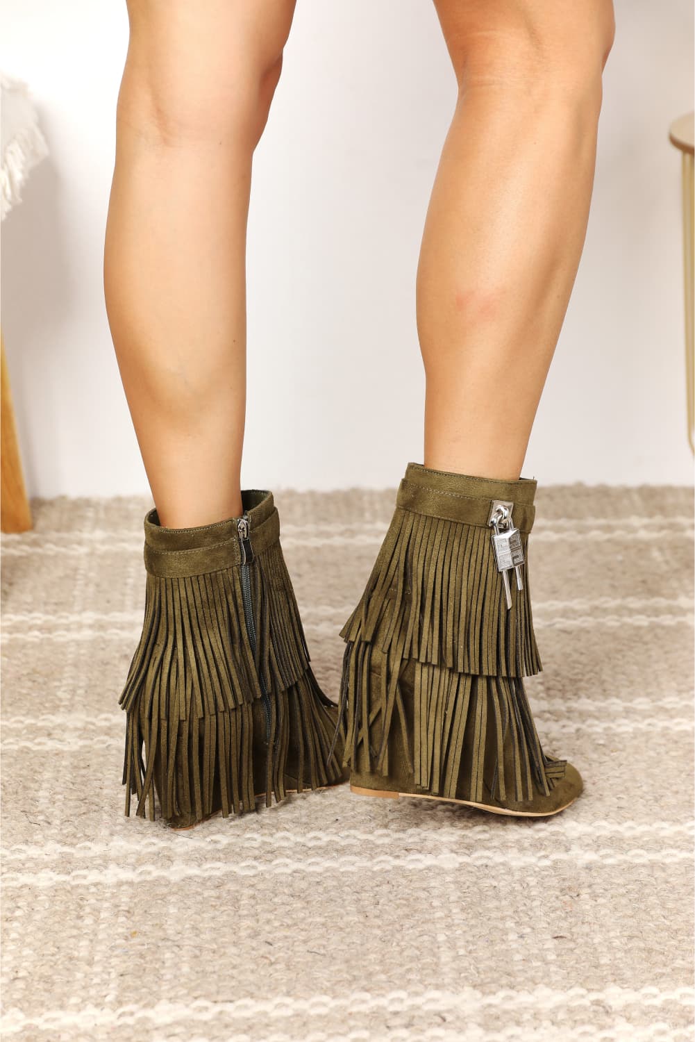 Legend Women's Tassel Wedge Heel Ankle Booties - cas7m