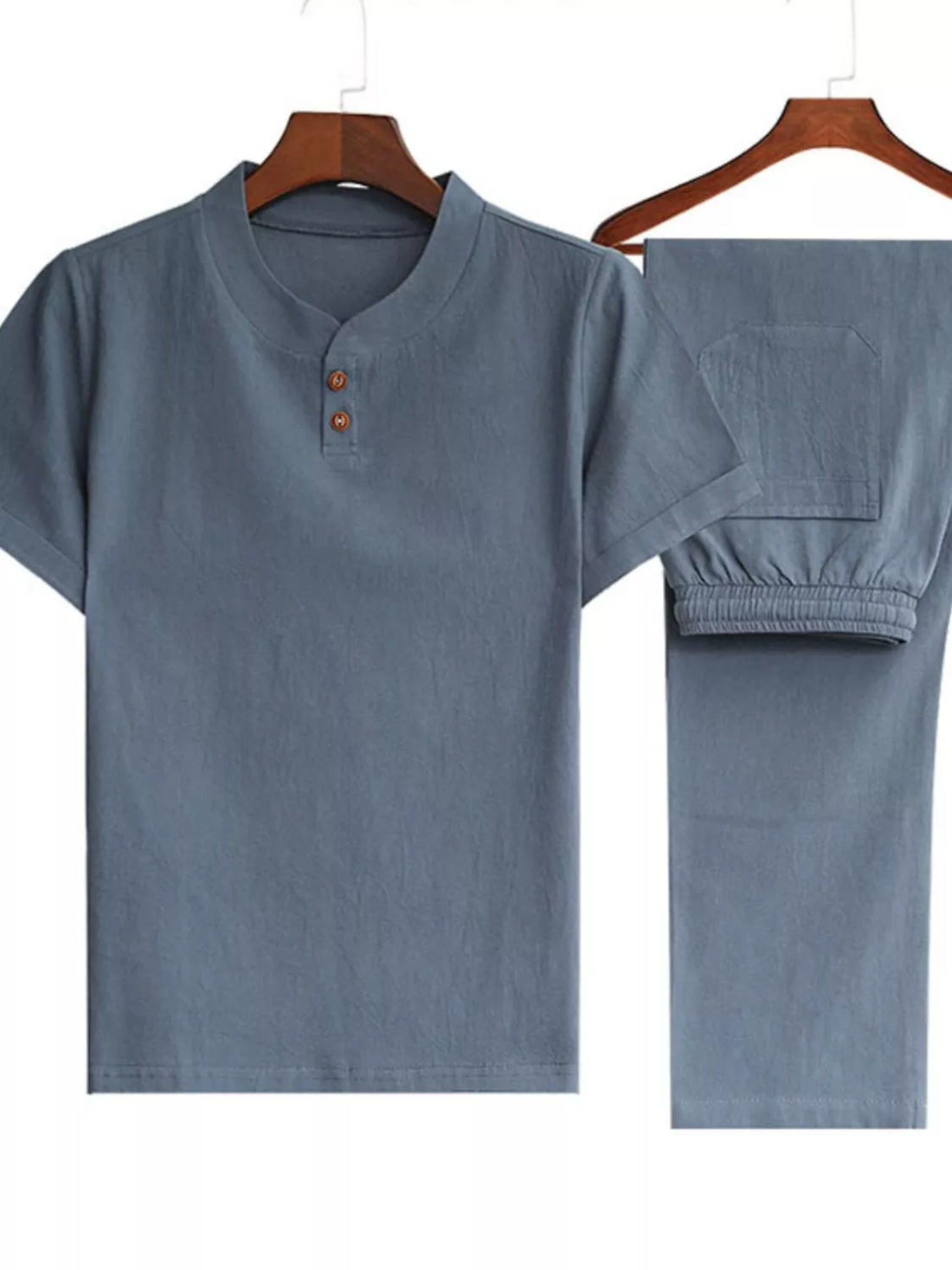 Men's Plus Size Casual Short Sleeve Top & Pants Set - cas7m
