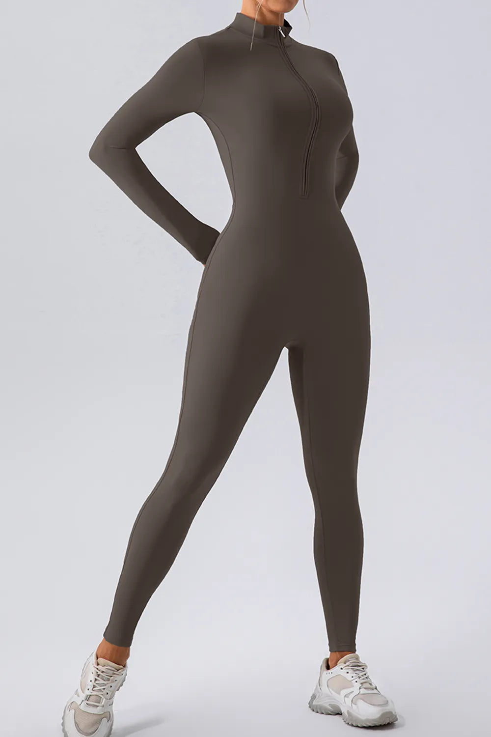 Half Zip Mock Neck Active Jumpsuit - cas7m