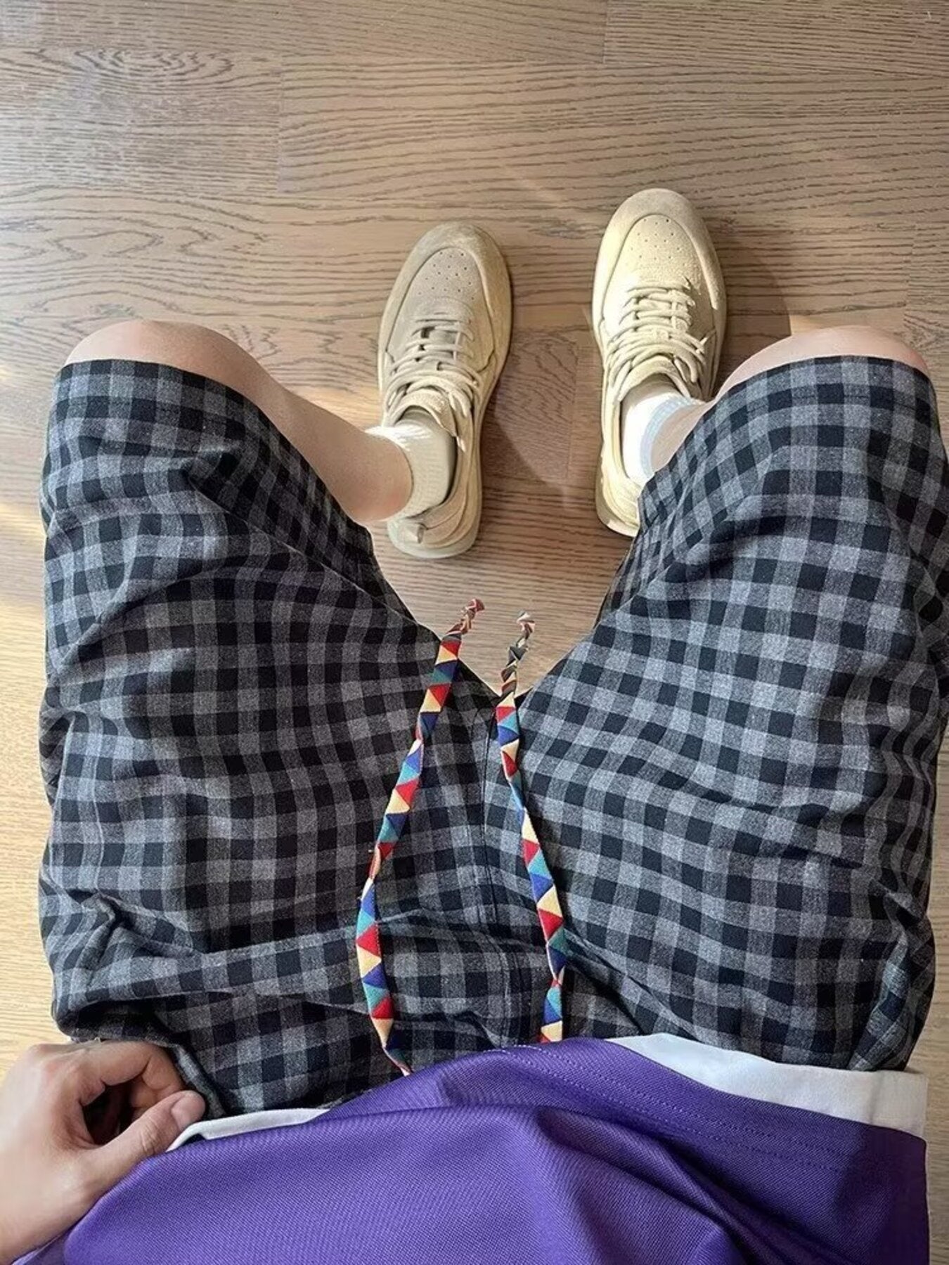 Men's Plus Size Plaid Drawstring Casual Shorts - cas7m