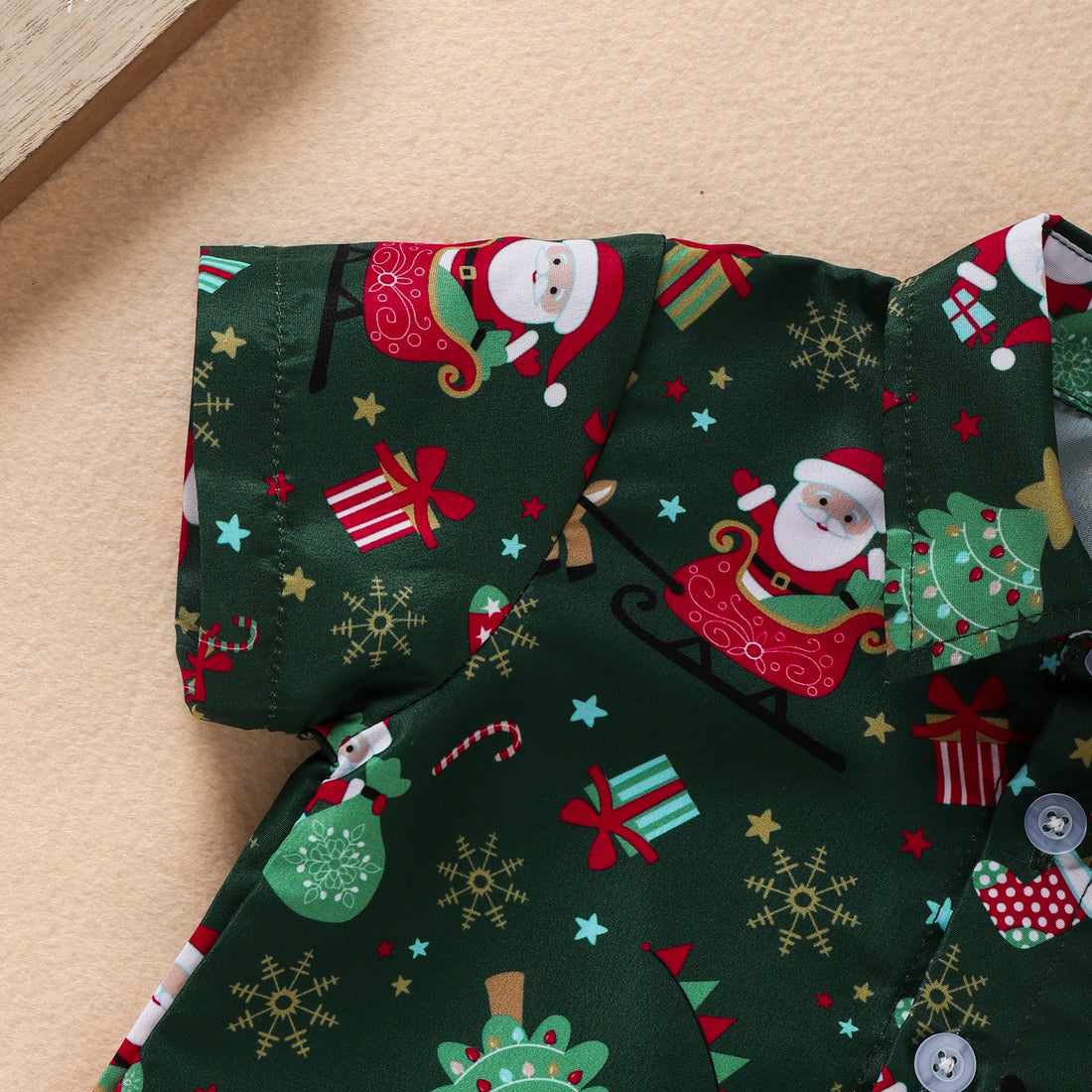 Boys Christmas Costume Cartoon Print Shirt Set - cas7m