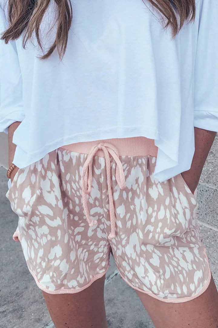 Abstract Print Drawstring Casual Shorts - cas7m