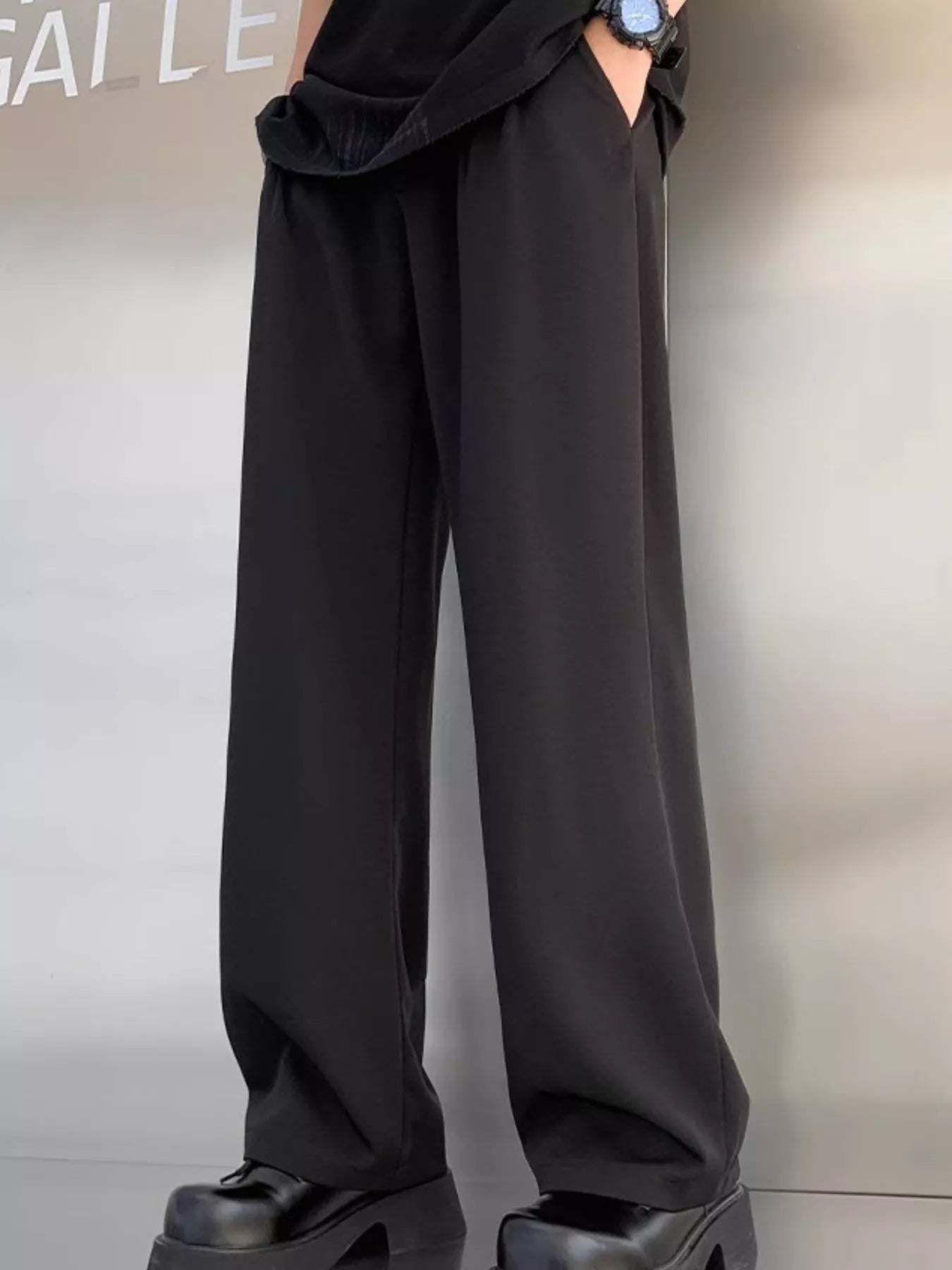 Men's Plus Size Pleated Wide Leg Casual Pants - cas7m