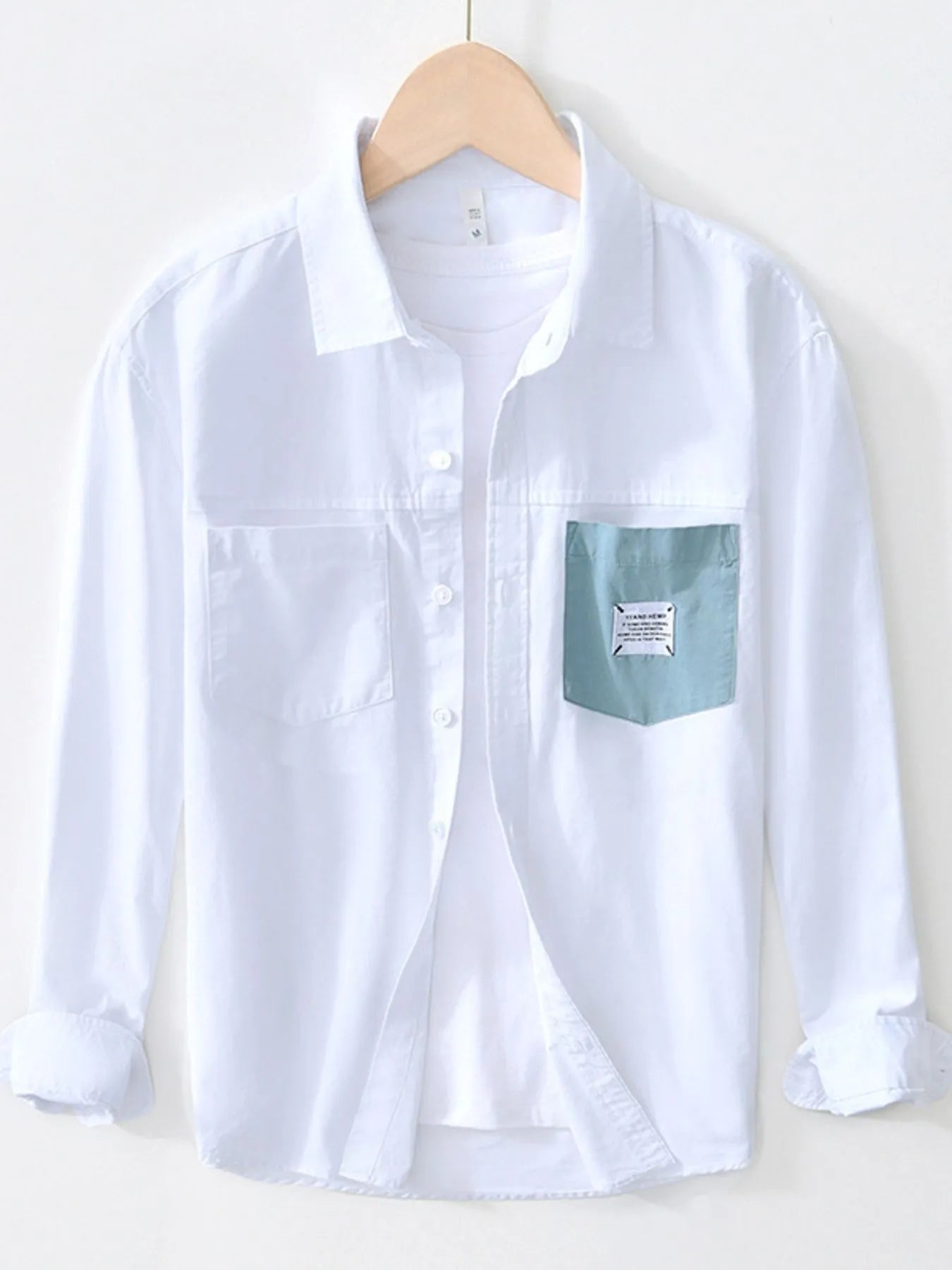 Men's Plus Size Button Up Long Sleeve Shirt - cas7m