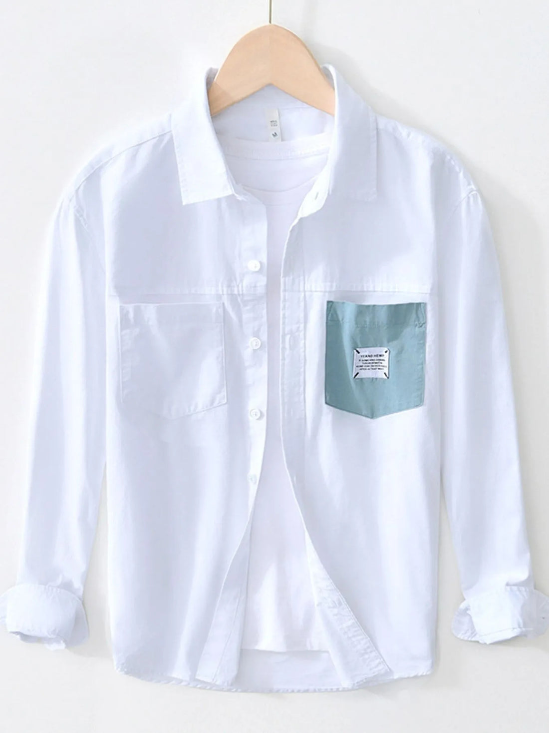 Men's Plus Size Button Up Long Sleeve Shirt - cas7m