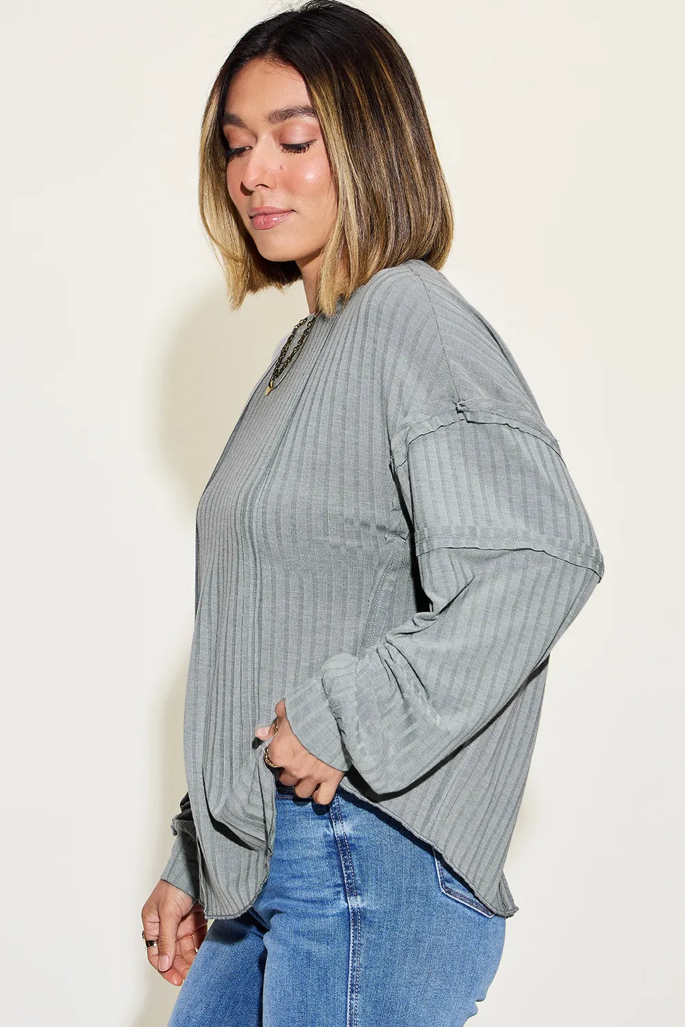 Basic Bae Full Size Ribbed Round Neck Long Sleeve T-Shirt - cas7m
