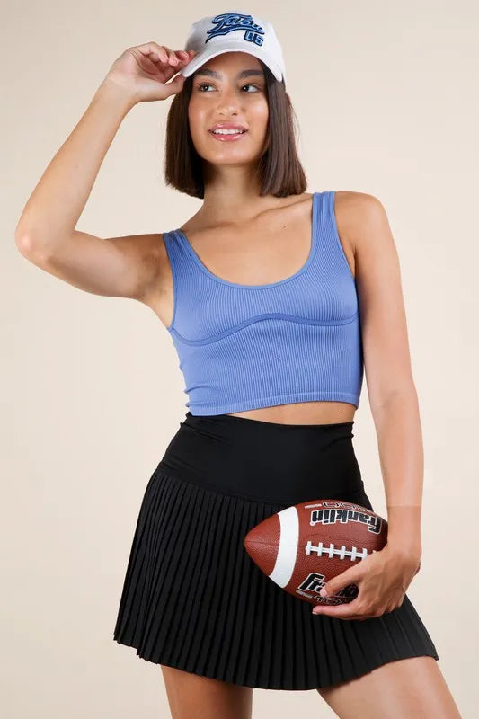 VERY J Pleated Activewear Skirt with Shorts Inside - cas7m