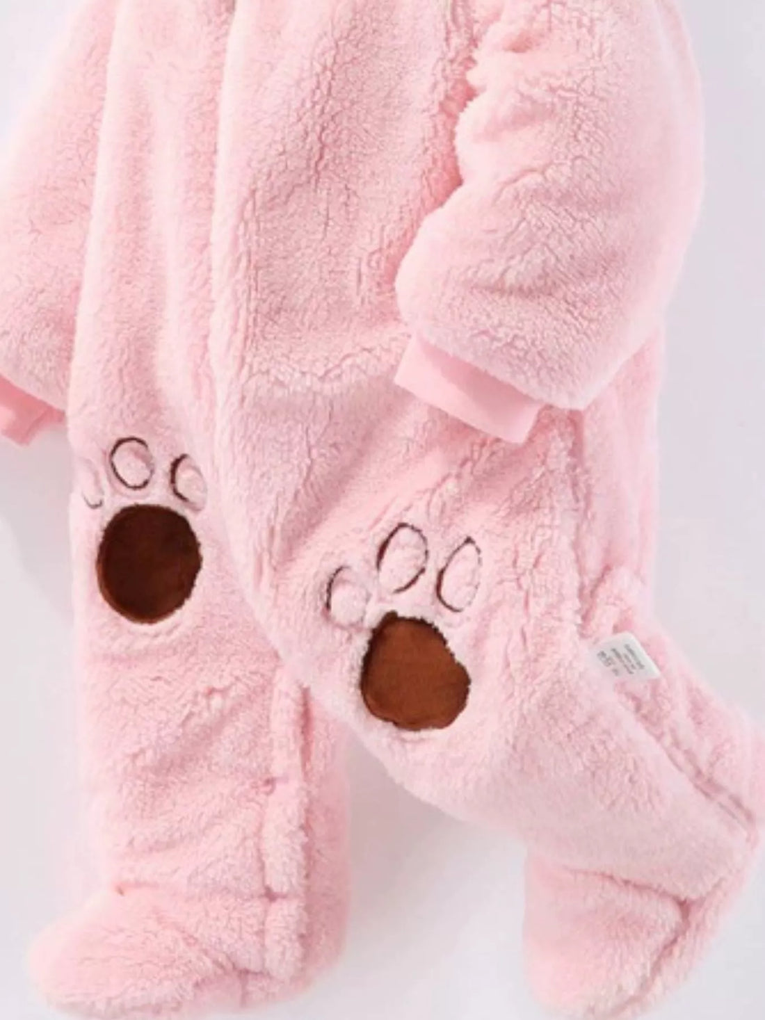 Children's Cozy Bear Hooded Fleece One-Piece - cas7m