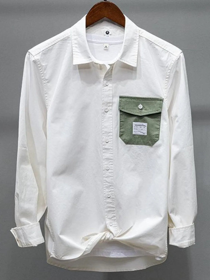 Men's Plus Size Button Up Long Sleeve Shirt - cas7m