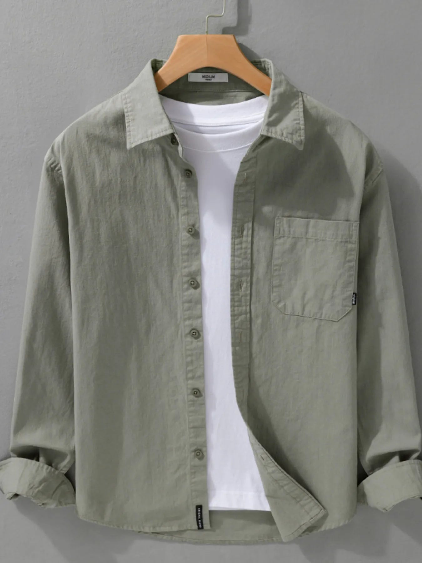 Men's Plus Size Button Up Long Sleeve Shirt - cas7m