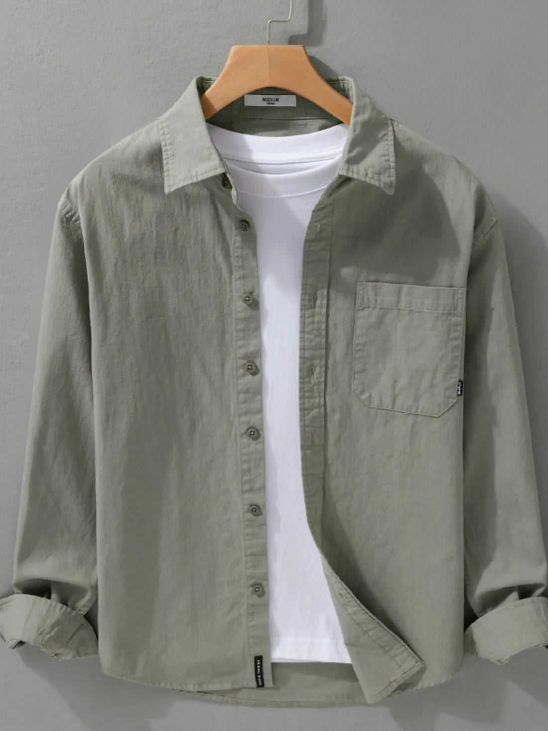 Men's Plus Size Button Up Long Sleeve Shirt - cas7m