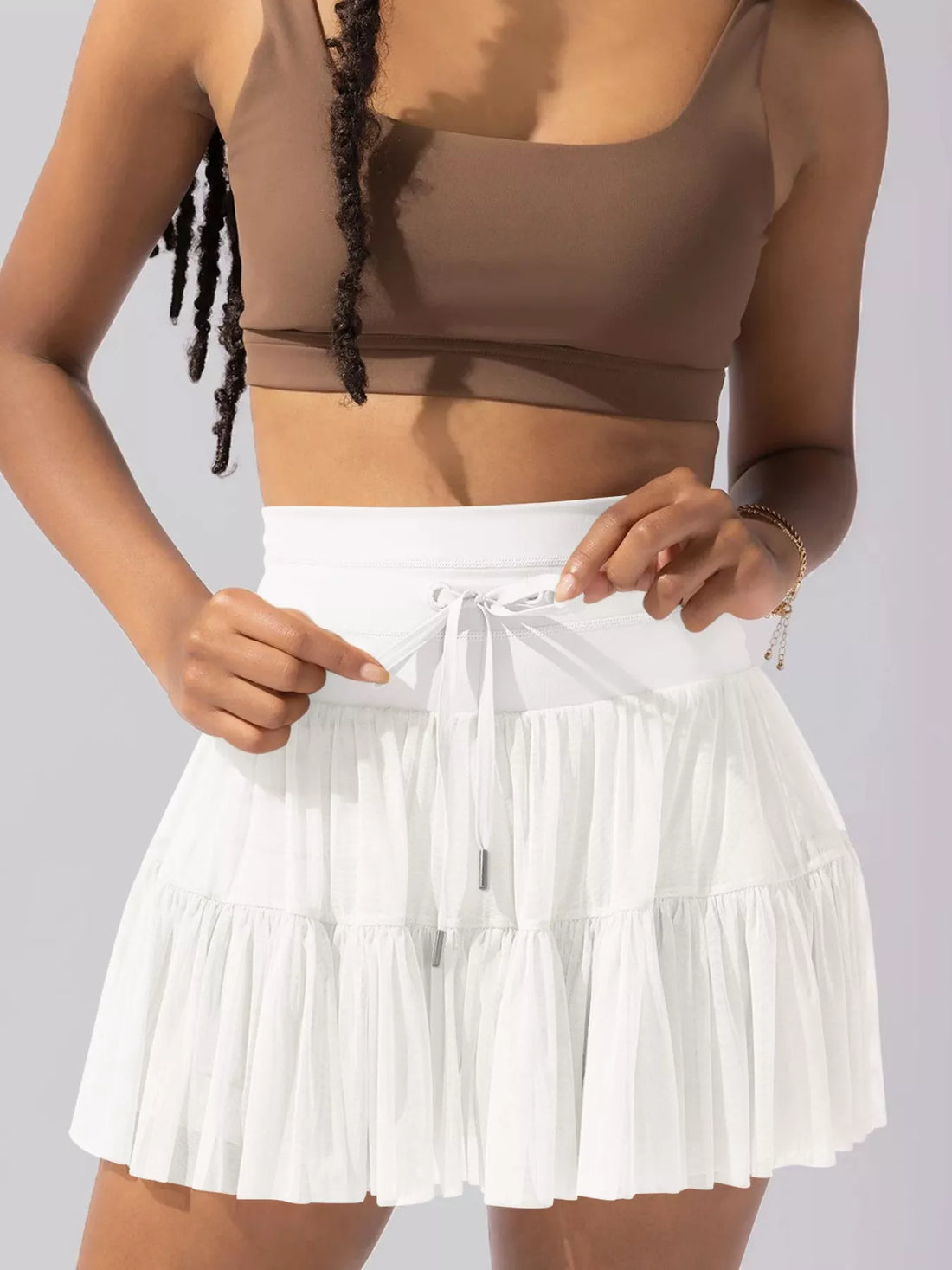 Tiered Skort with Drawstring - cas7m